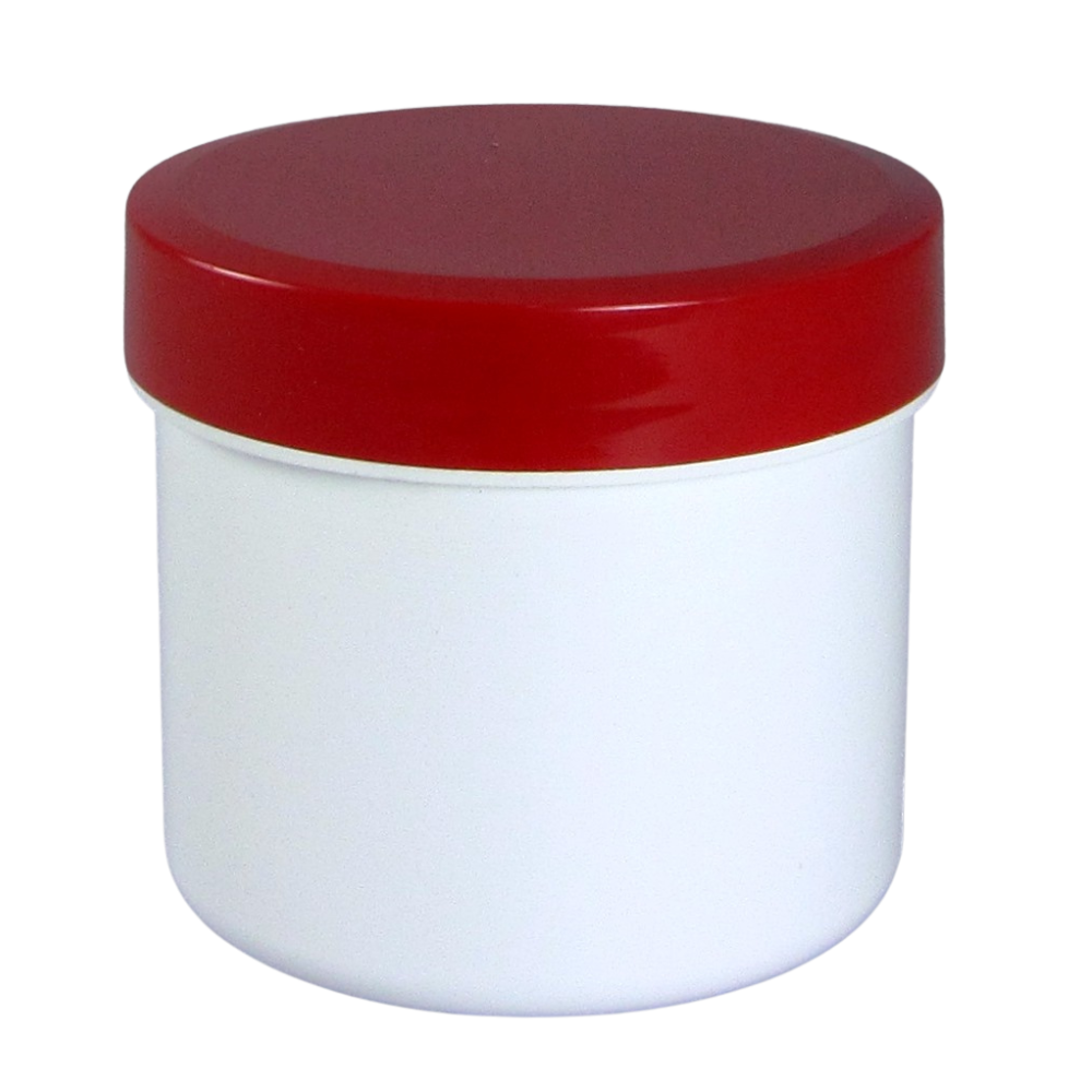 75g/90ml Schraubdose weiß mit rotem Verschluss