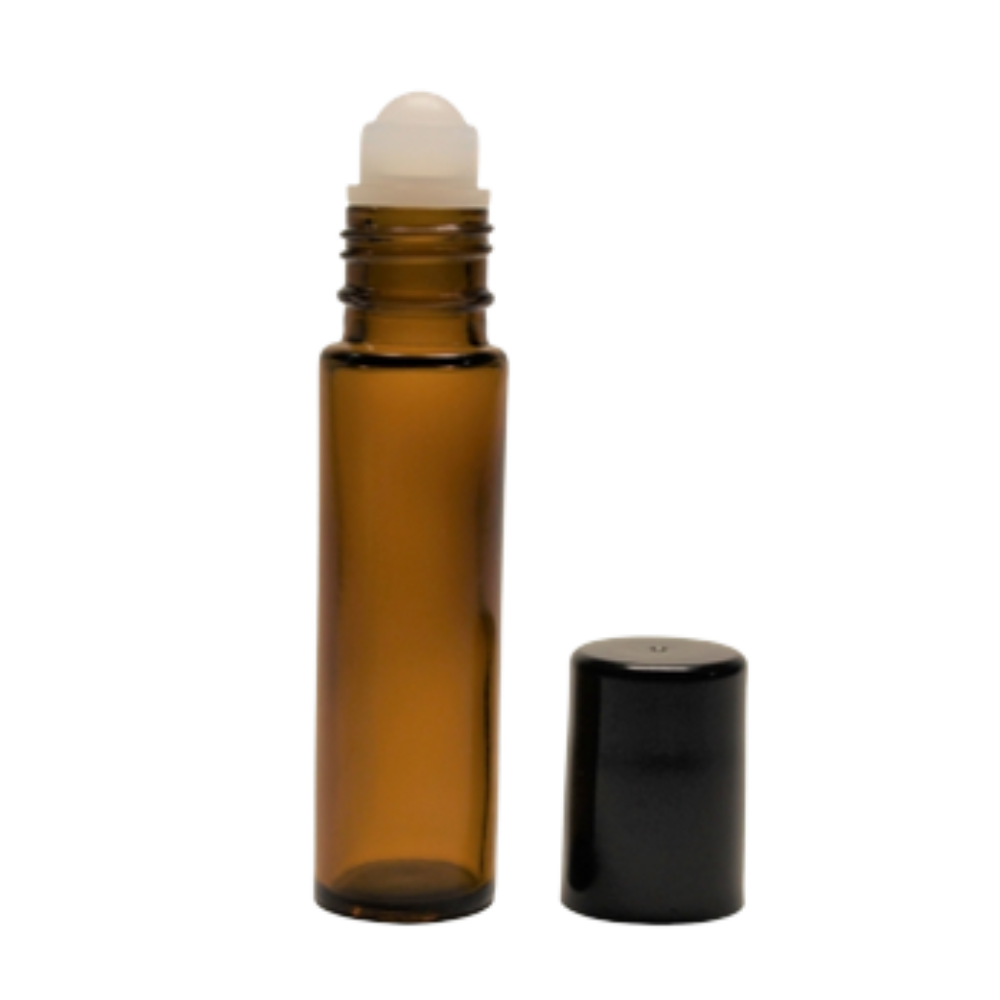 10ml Roll-on Flasche braun, Fitment natur, Schraubkappe schwarz